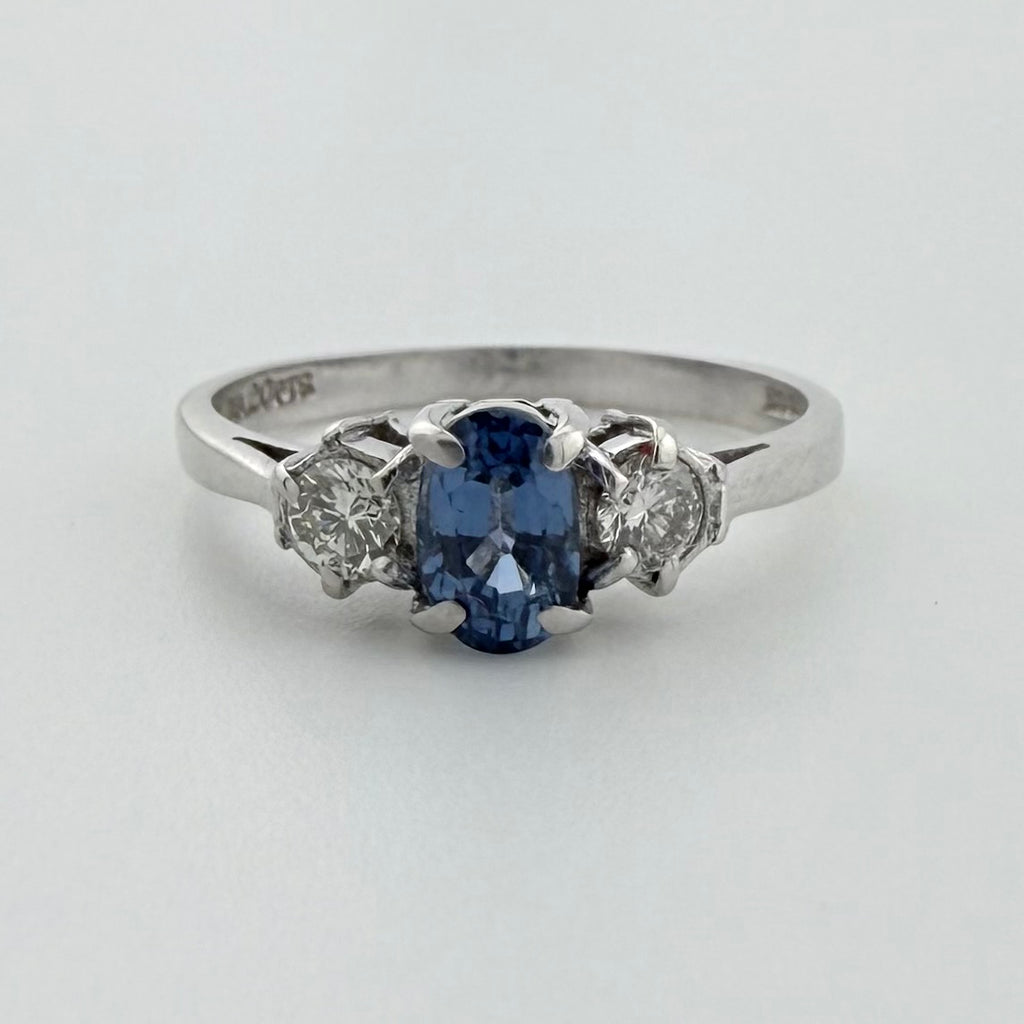 18ct White Gold Sapphire & Diamond Three-Stone Ring