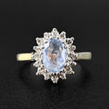 18ct Yellow Gold Sapphire & Diamond Cluster Ring - Size O