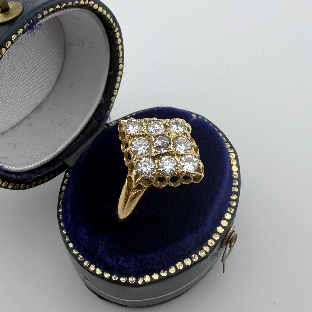 18ct Yellow Gold Antique Diamond Navette Ring c.1871