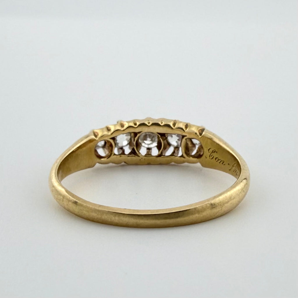 18ct Yellow Gold Antique Five-Stone Diamond Ring