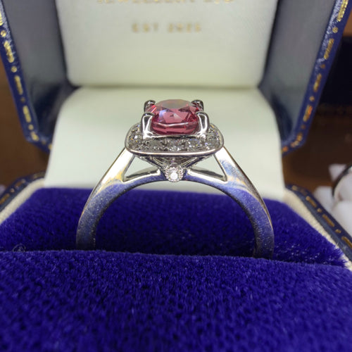18K Natural Pink Spinel and Diamond Ring - Size M