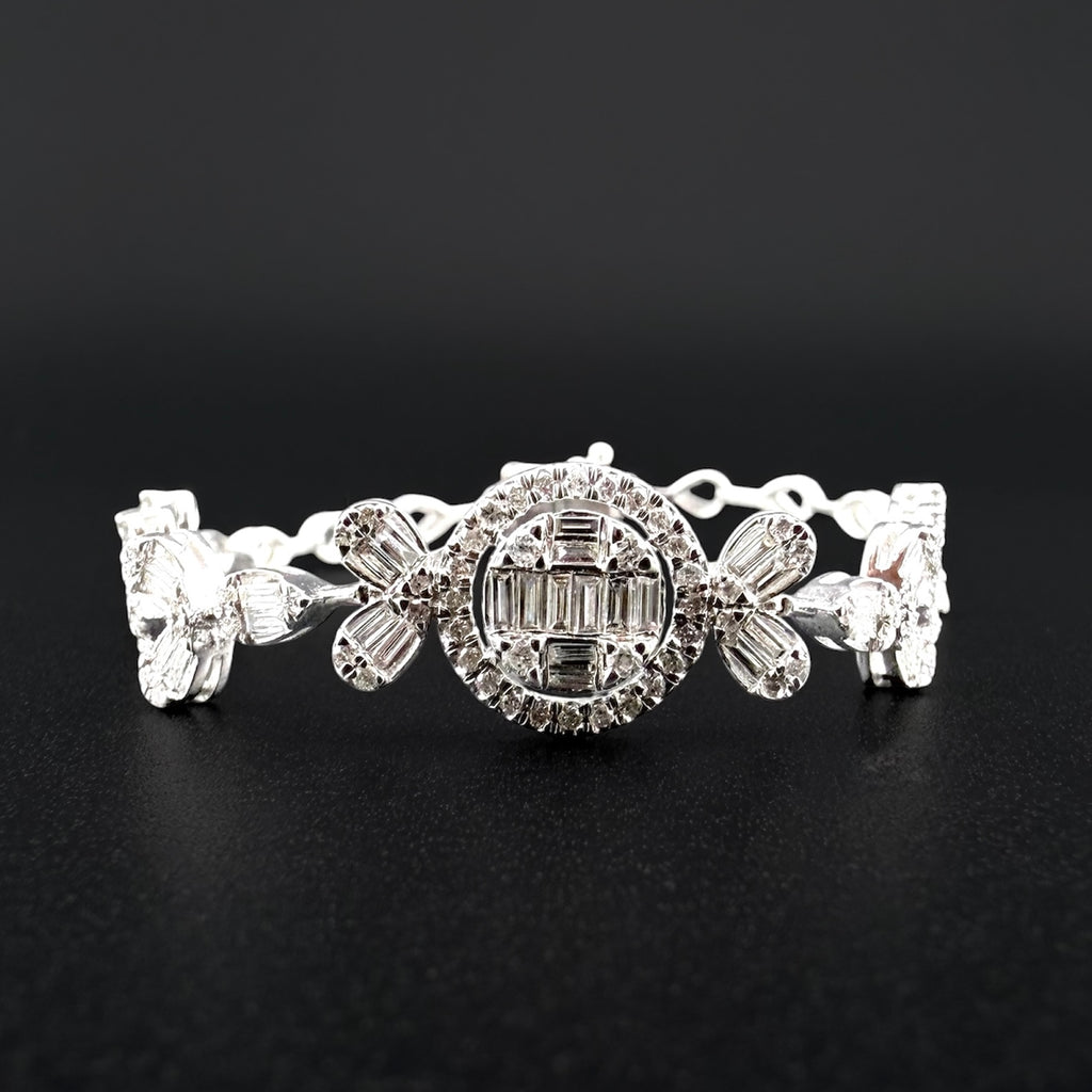18k White Gold Natural Diamond Cluster Bracelet — 1.20ct