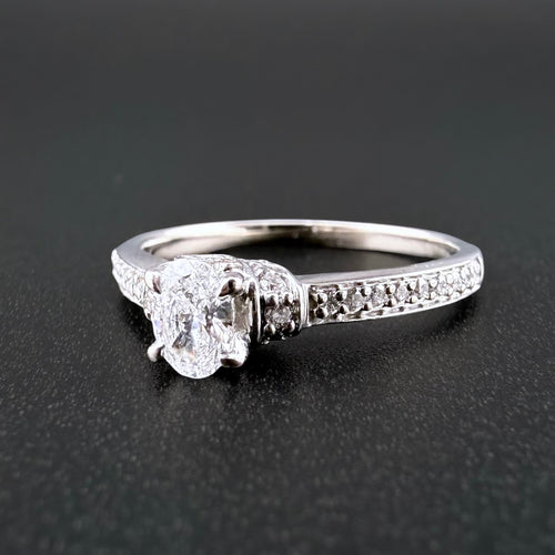 18ct White Gold Natural Diamond Ring - Size M 1/2