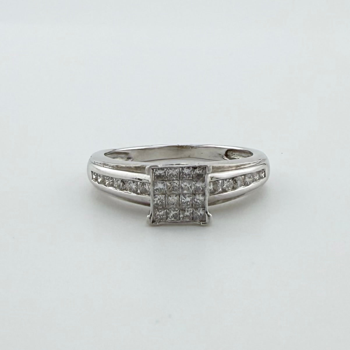 9ct White Gold Natural Diamond Cluster Ring