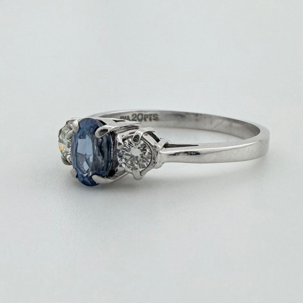 18ct White Gold Sapphire & Diamond Three-Stone Ring