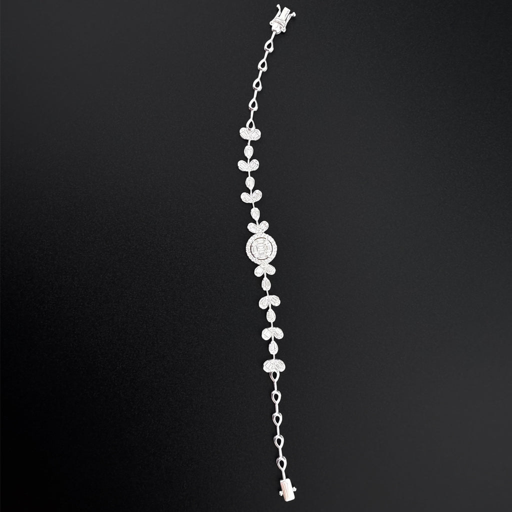 18k White Gold Natural Diamond Cluster Bracelet — 1.20ct