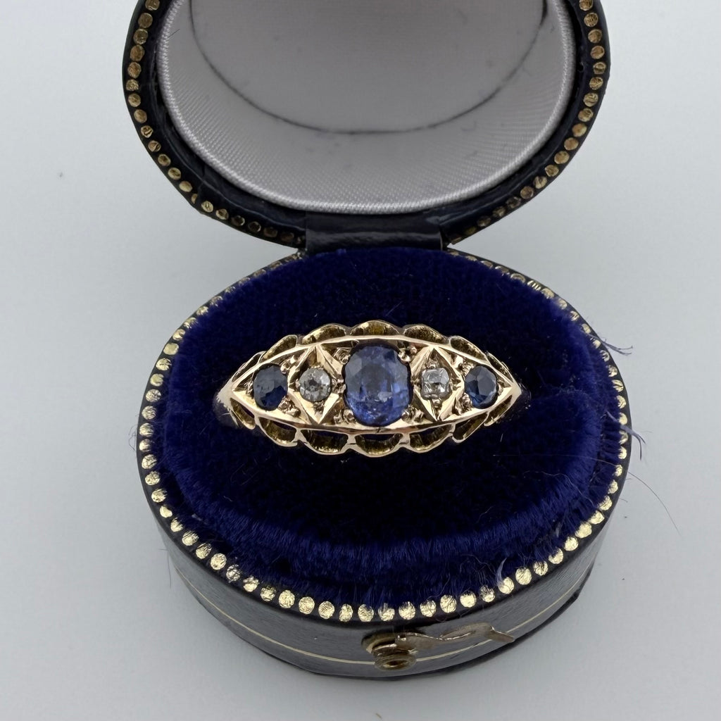 18ct Yellow Gold Antique Sapphire & Diamond Ring c.1863