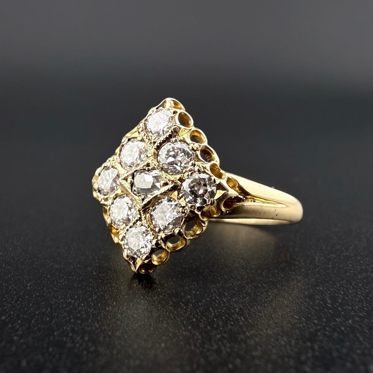 18ct Yellow Gold Antique Diamond Navette Ring c.1871