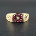 Antique Victorian 18ct Yellow Gold Ruby & Diamond Gypsy Ring – c.1895