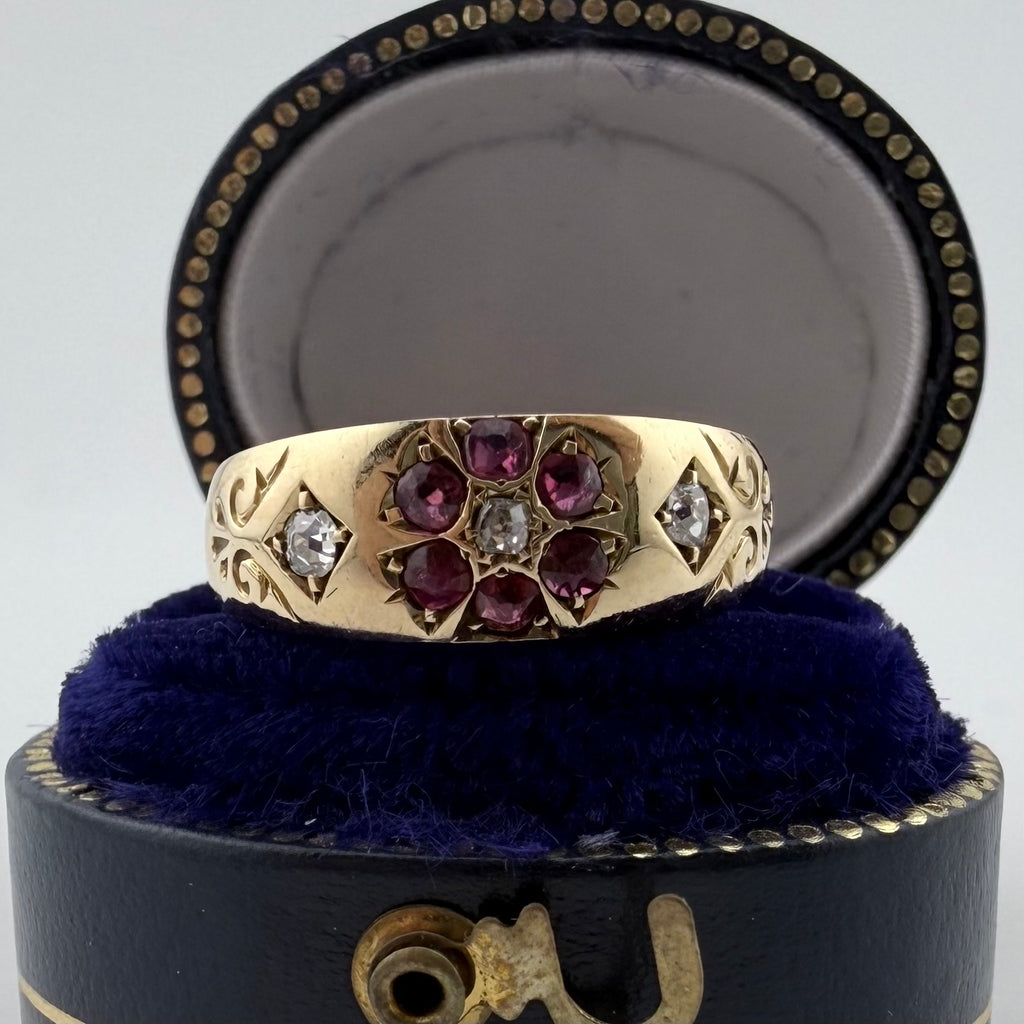 18ct Yellow Gold Antique Ruby & Diamond Ring c.1895
