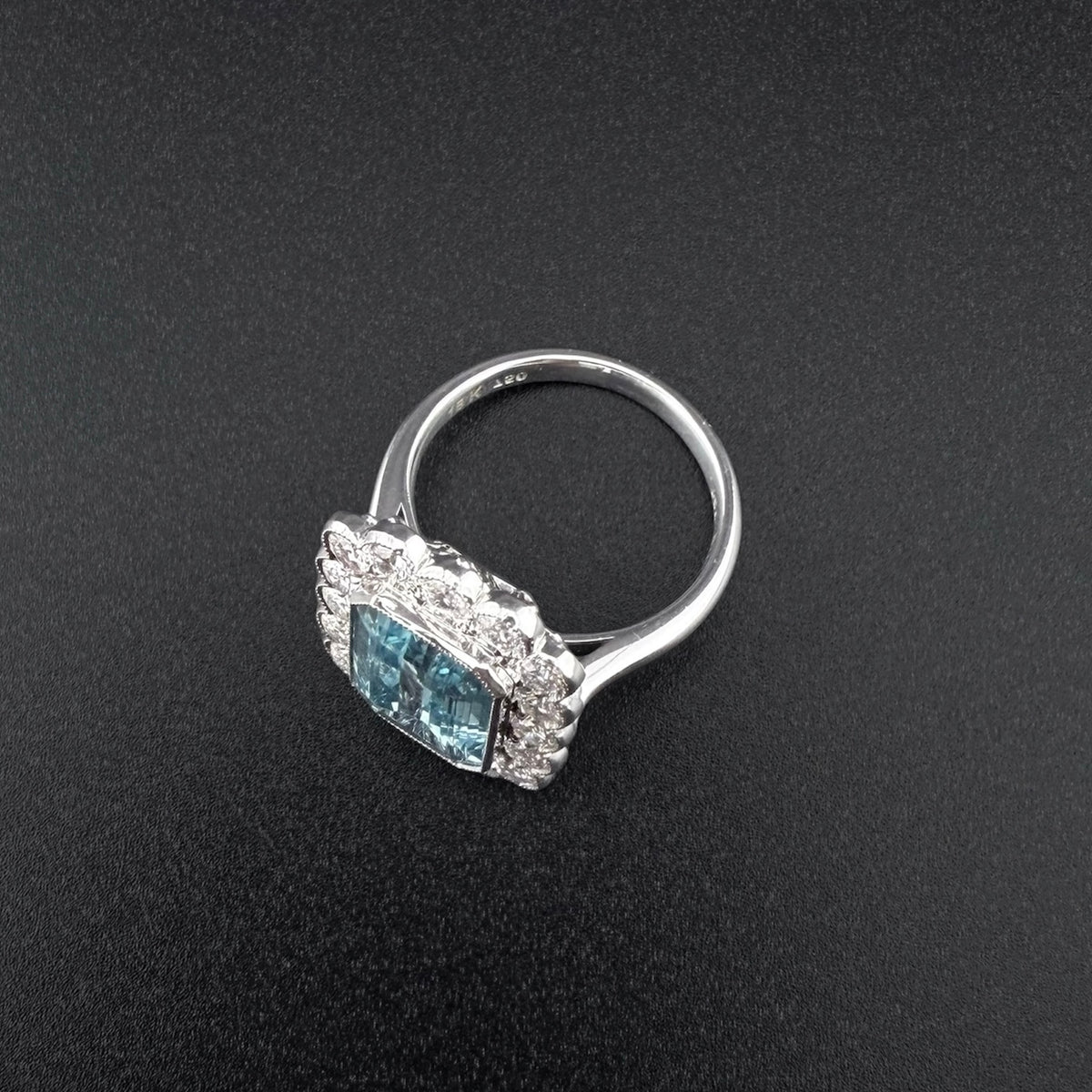 18ct White Gold 3.93ct Natural Aquamarine & Diamond Ring - Size L 1/2