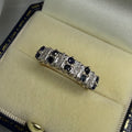 9ct Gold Diamond and Sapphire ring - size K 1/2
