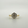 9ct Yellow Gold Diamond Cluster Ring - Size M