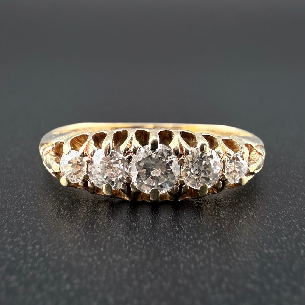 18ct Yellow Gold Antique Five-Stone Diamond Ring