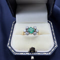 Vintage 18ct Gold Emerald & Diamond Cluster Ring, London 1967