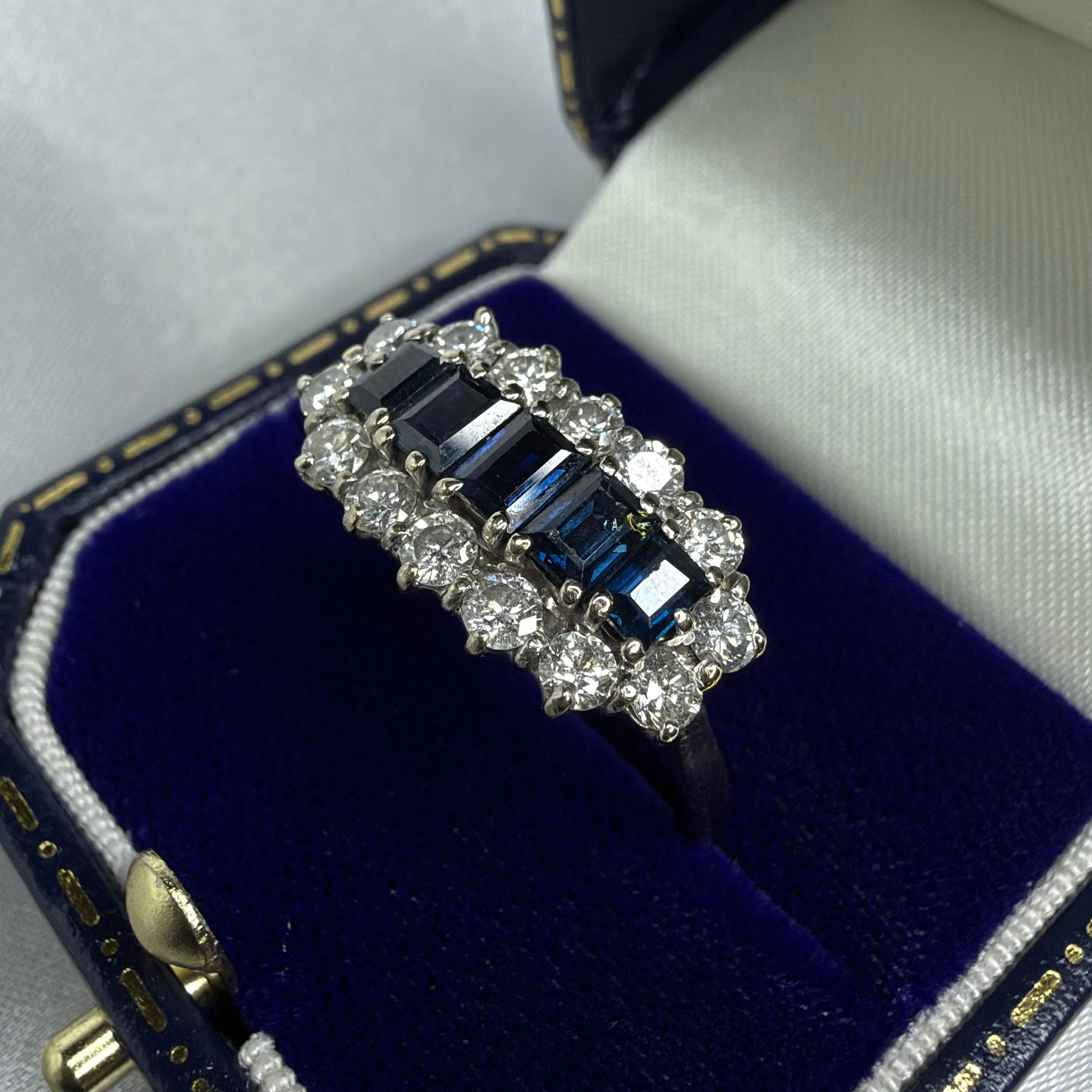 18ct Gold Sapphire and Diamond Cluster Ring - Size U