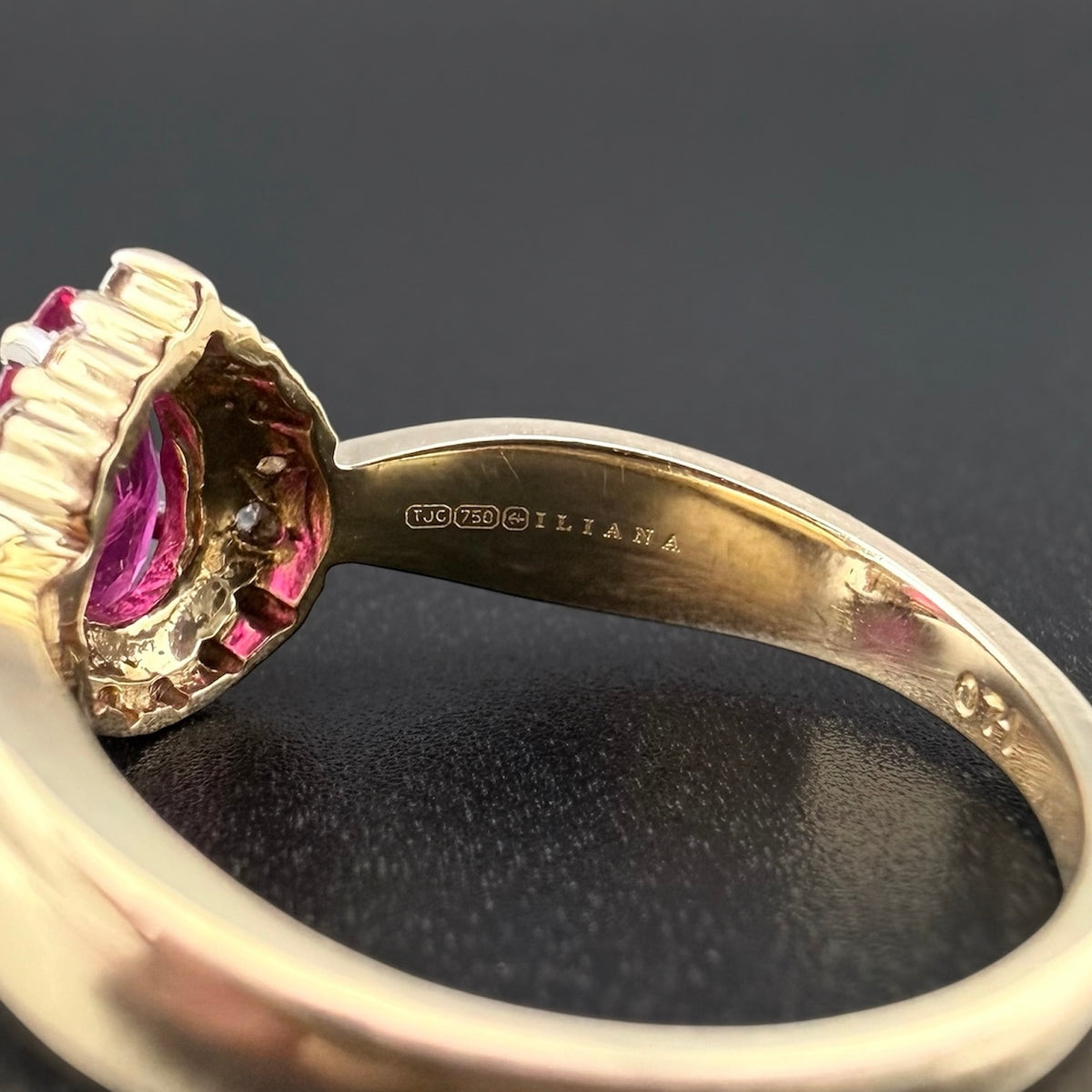 18ct Gold Ruby & Diamond Cluster Ring | Size L