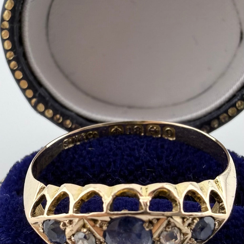 18ct Yellow Gold Antique Sapphire & Diamond Ring c.1863