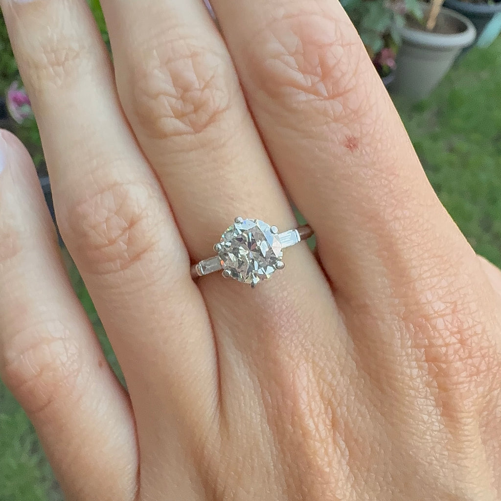 Platinum 1.75ct natural diamond ring - Size O