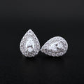 14ct White Gold Diamond Pear Halo Stud Earrings – 1.0ct Total