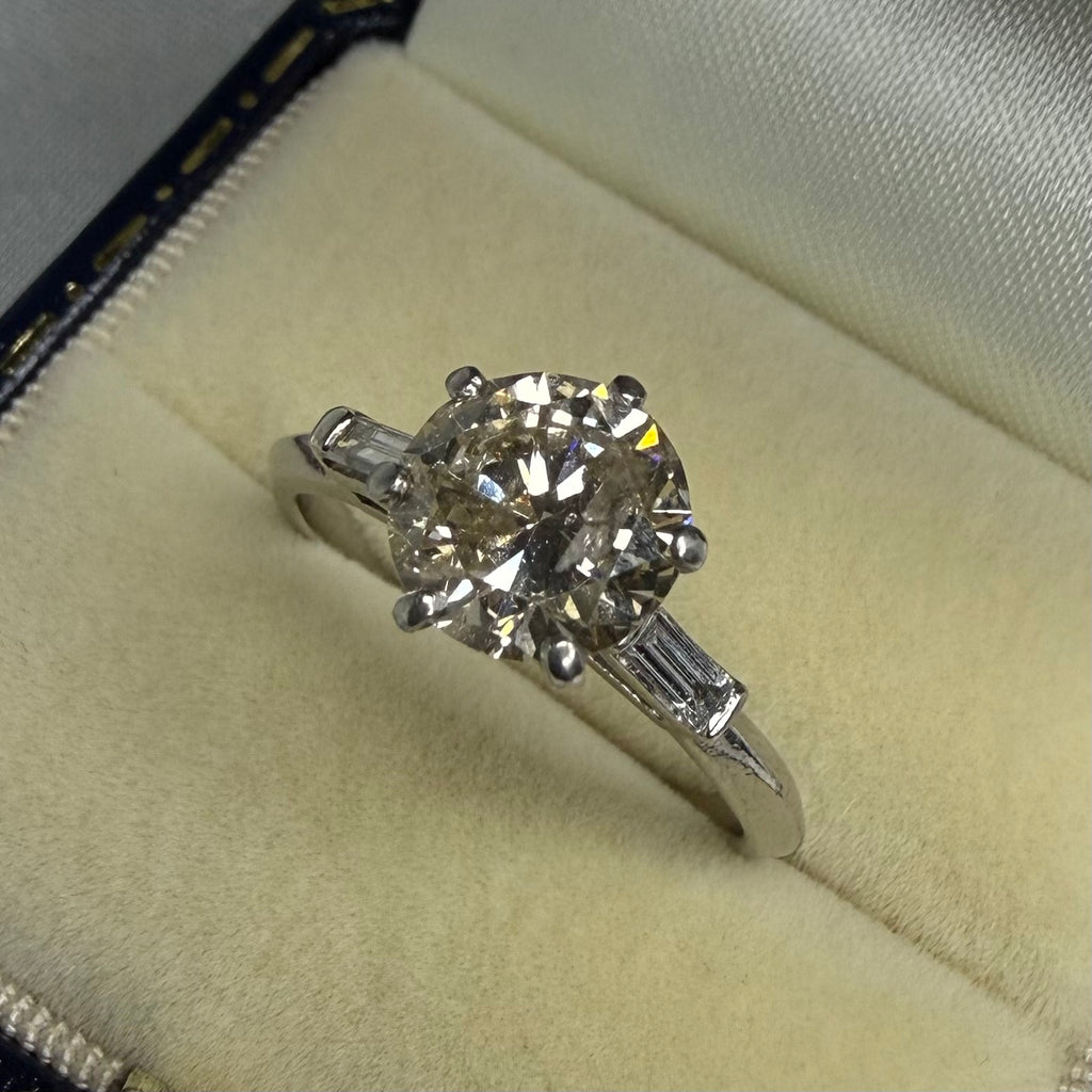 Platinum 1.75ct natural diamond ring - Size O