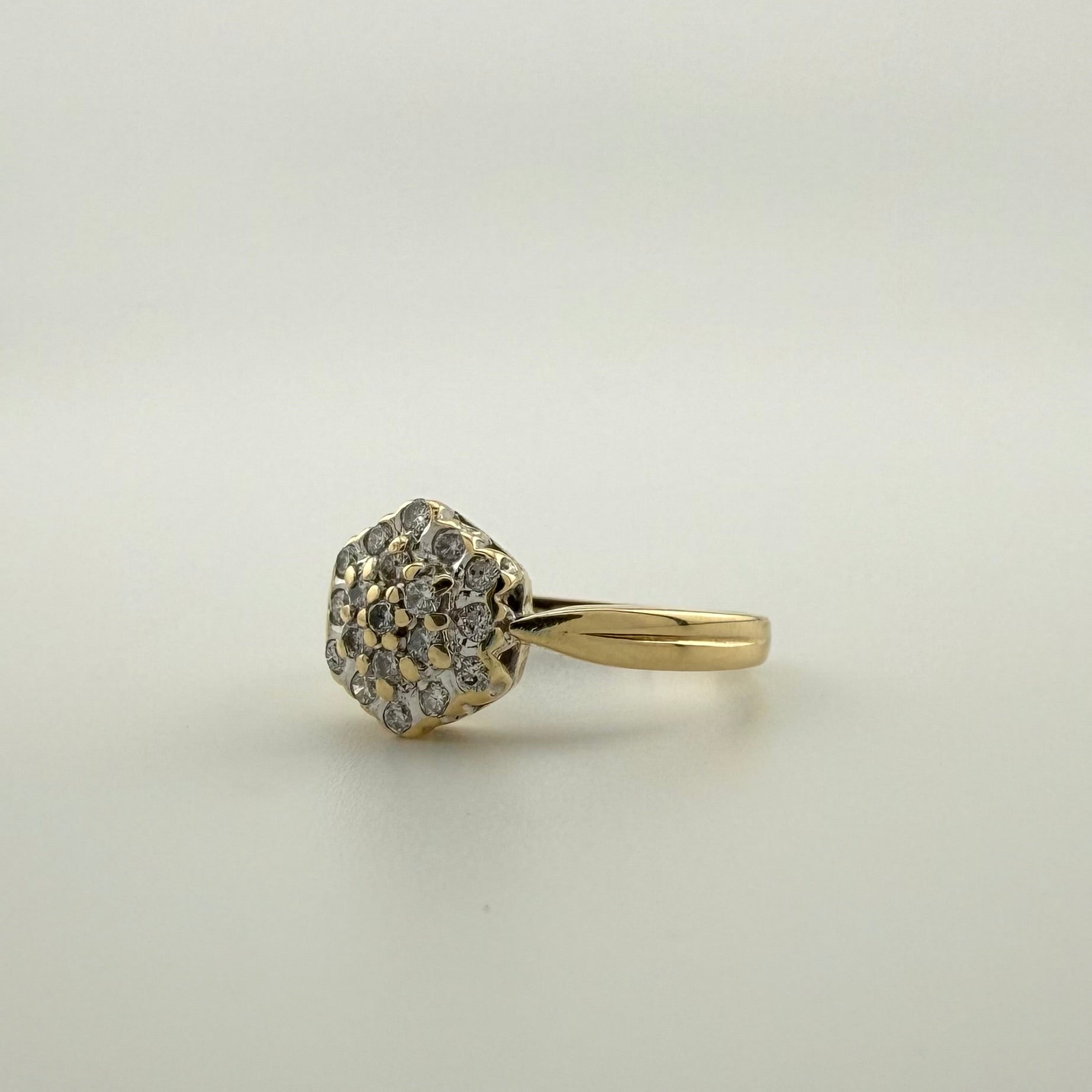 9ct Yellow Gold Diamond Cluster Ring - Size M