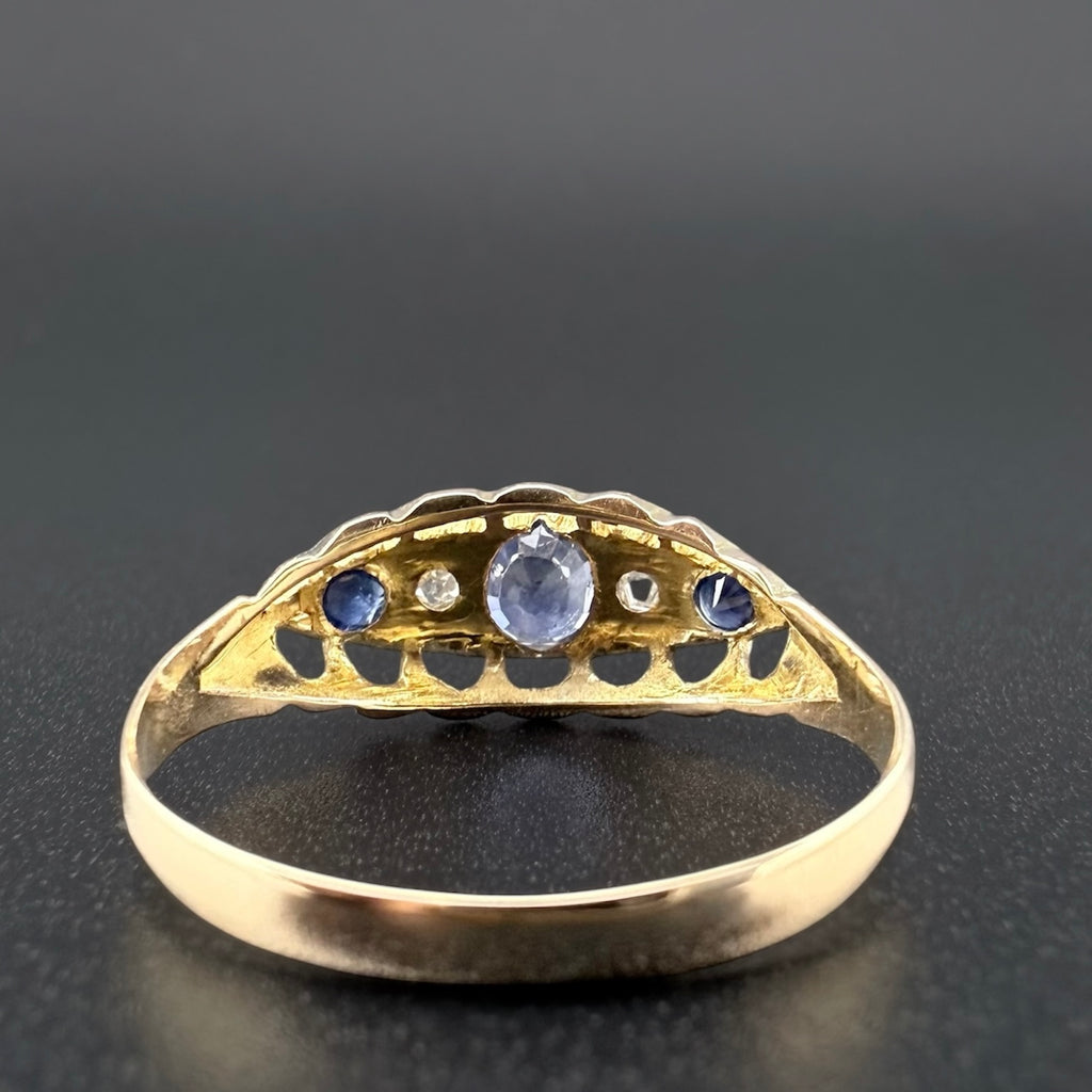 18ct Yellow Gold Antique Sapphire & Diamond Ring c.1863