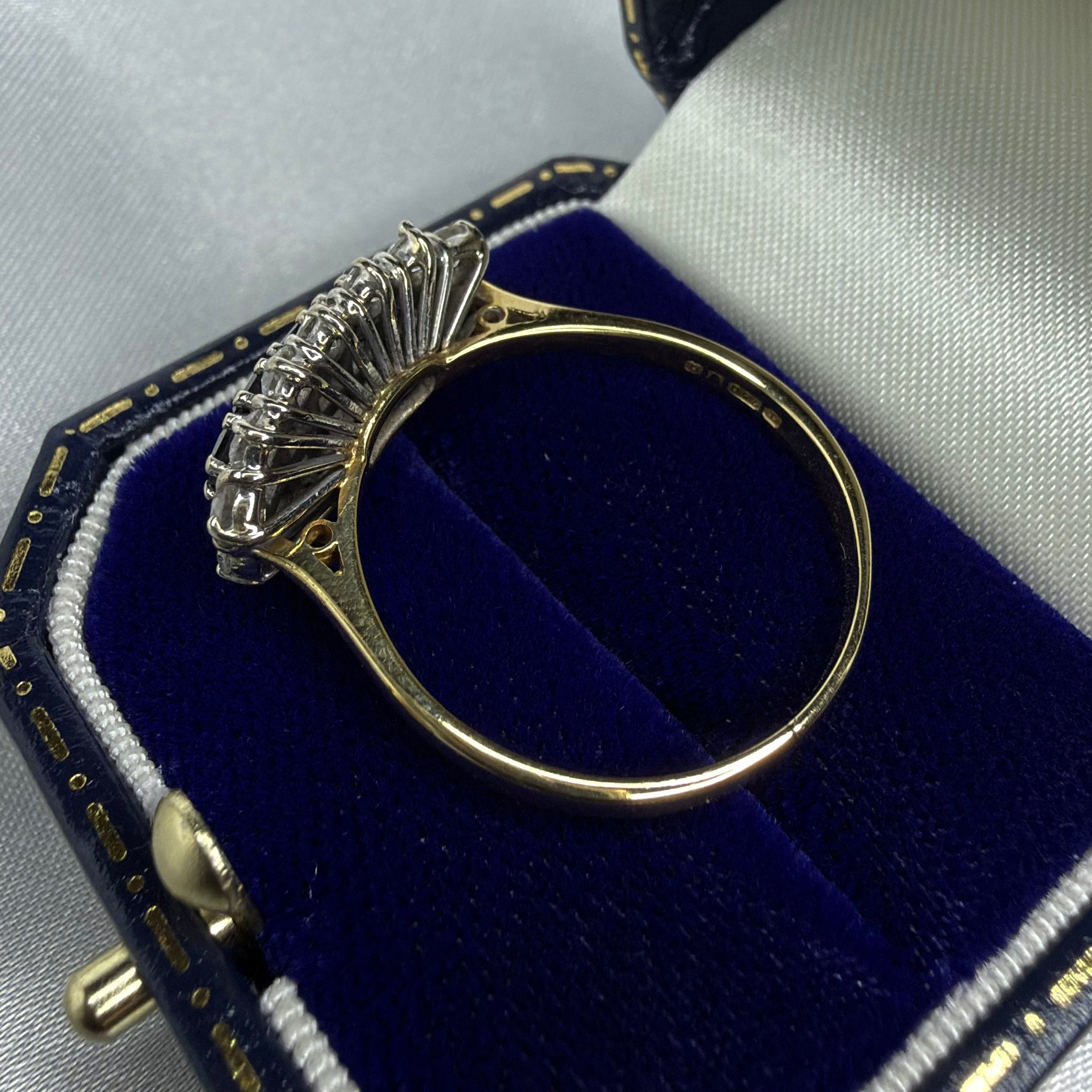 18ct Gold Sapphire and Diamond Cluster Ring - Size U