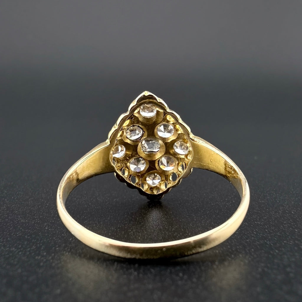 18ct Yellow Gold Antique Diamond Navette Ring c.1871