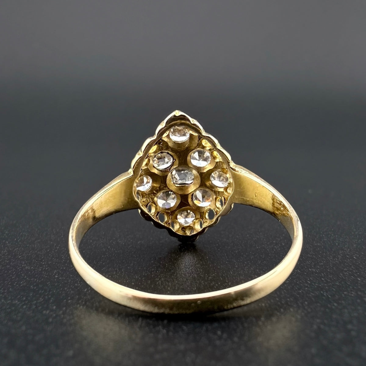 18ct Yellow Gold Antique Diamond Navette Ring c.1871