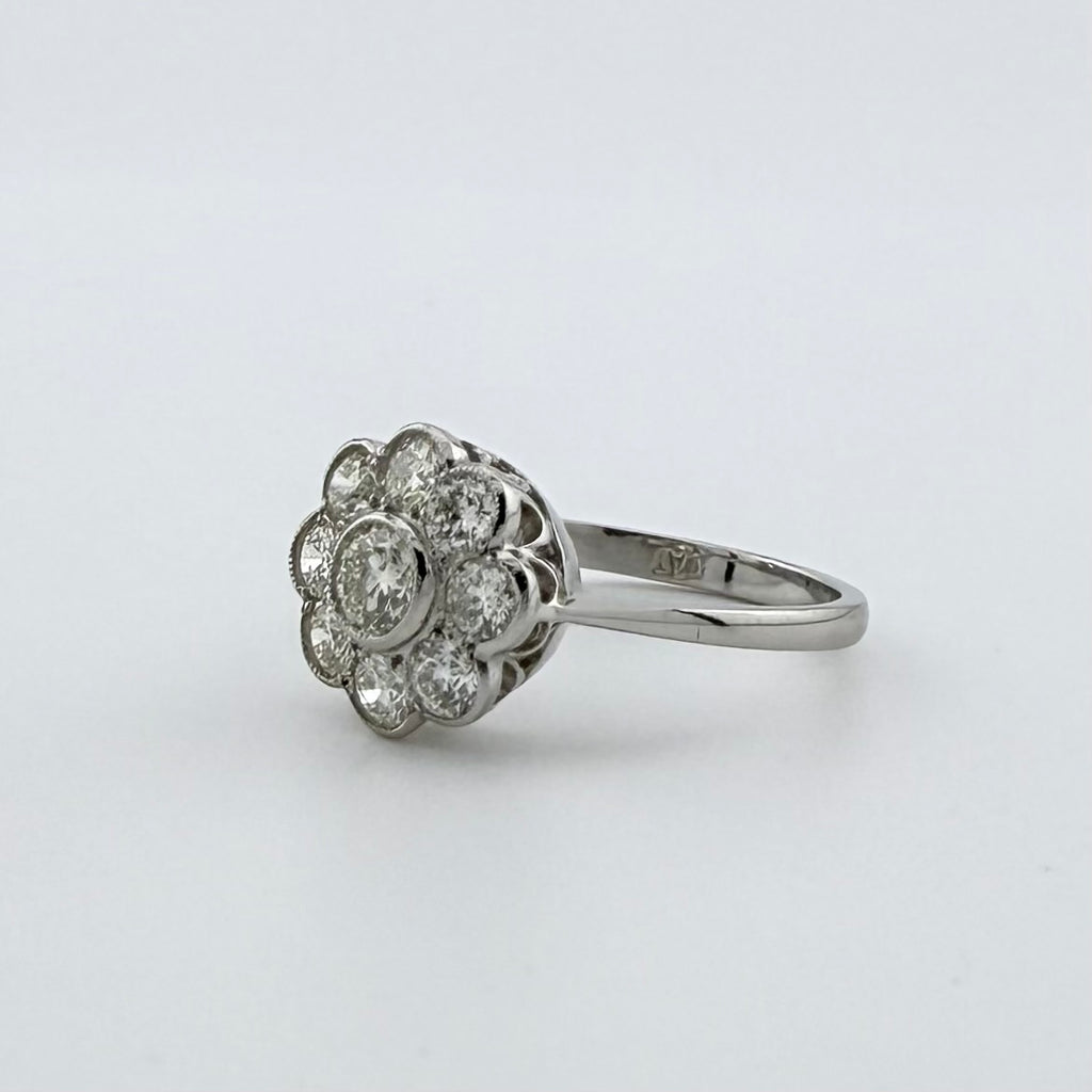 Platinum Natural Diamond Daisy Ring