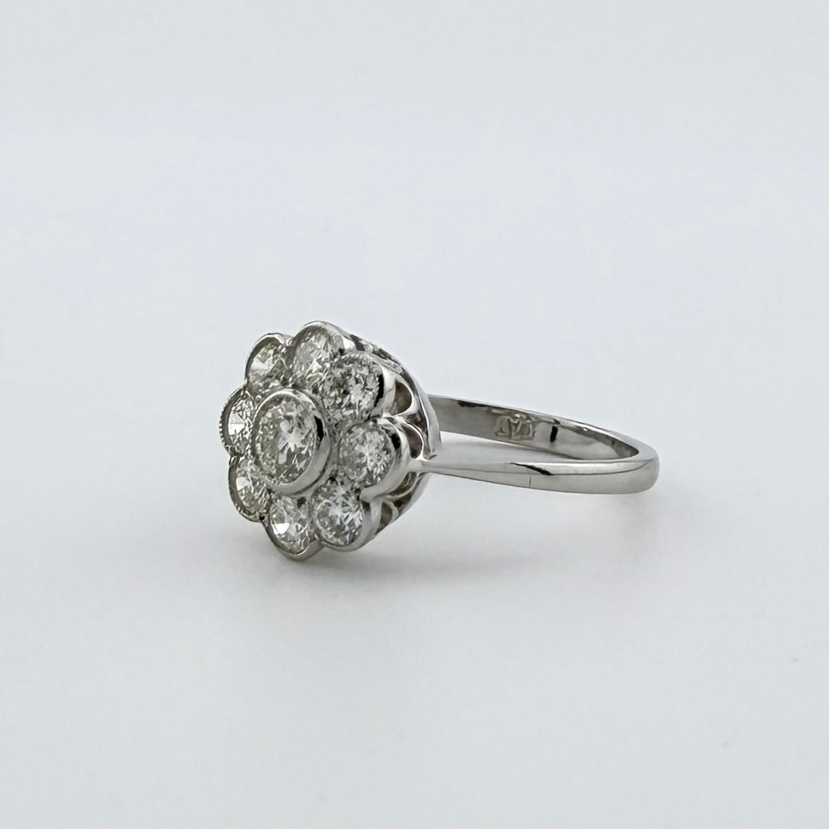Platinum Natural Diamond Daisy Ring