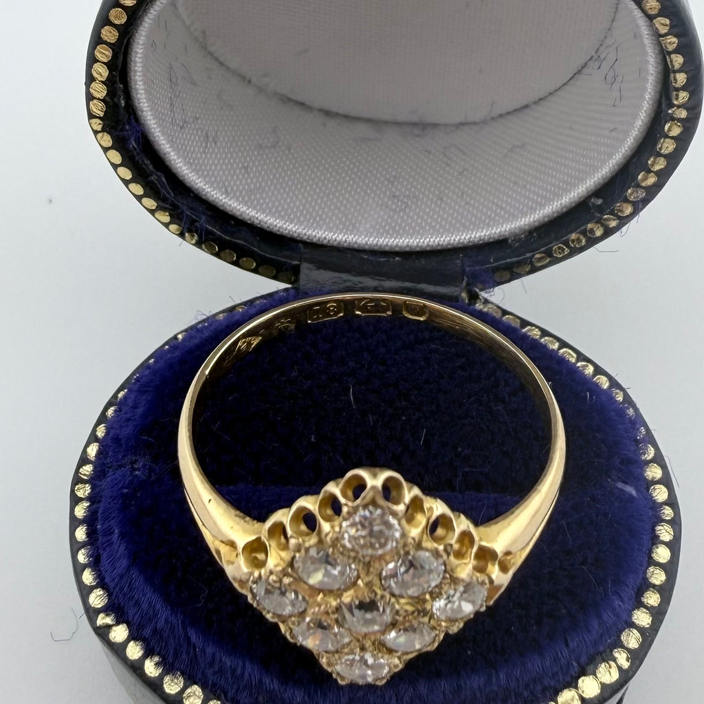 18ct Yellow Gold Antique Diamond Navette Ring c.1871