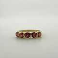 9ct Yellow Gold Five-Stone Red Gemstone Ring - Size P 1/2