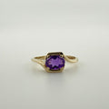 9ct Yellow Gold Oval Amethyst Ring - Size L 1/2