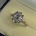 18ct Original Art Deco Daisy Diamond Ring | Size M