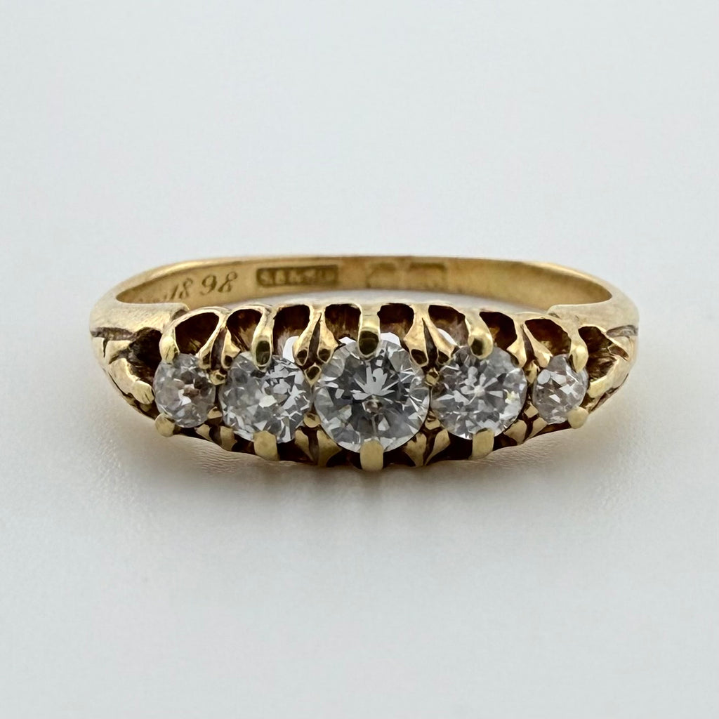 18ct Yellow Gold Antique Five-Stone Diamond Ring