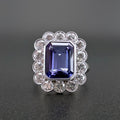 18ct White Gold Natural Tanzanite & Diamond Ring - 3.30ct Tanzanite - Size L 1/2