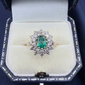 18ct Gold Emerald & Diamond Double Cluster Ring