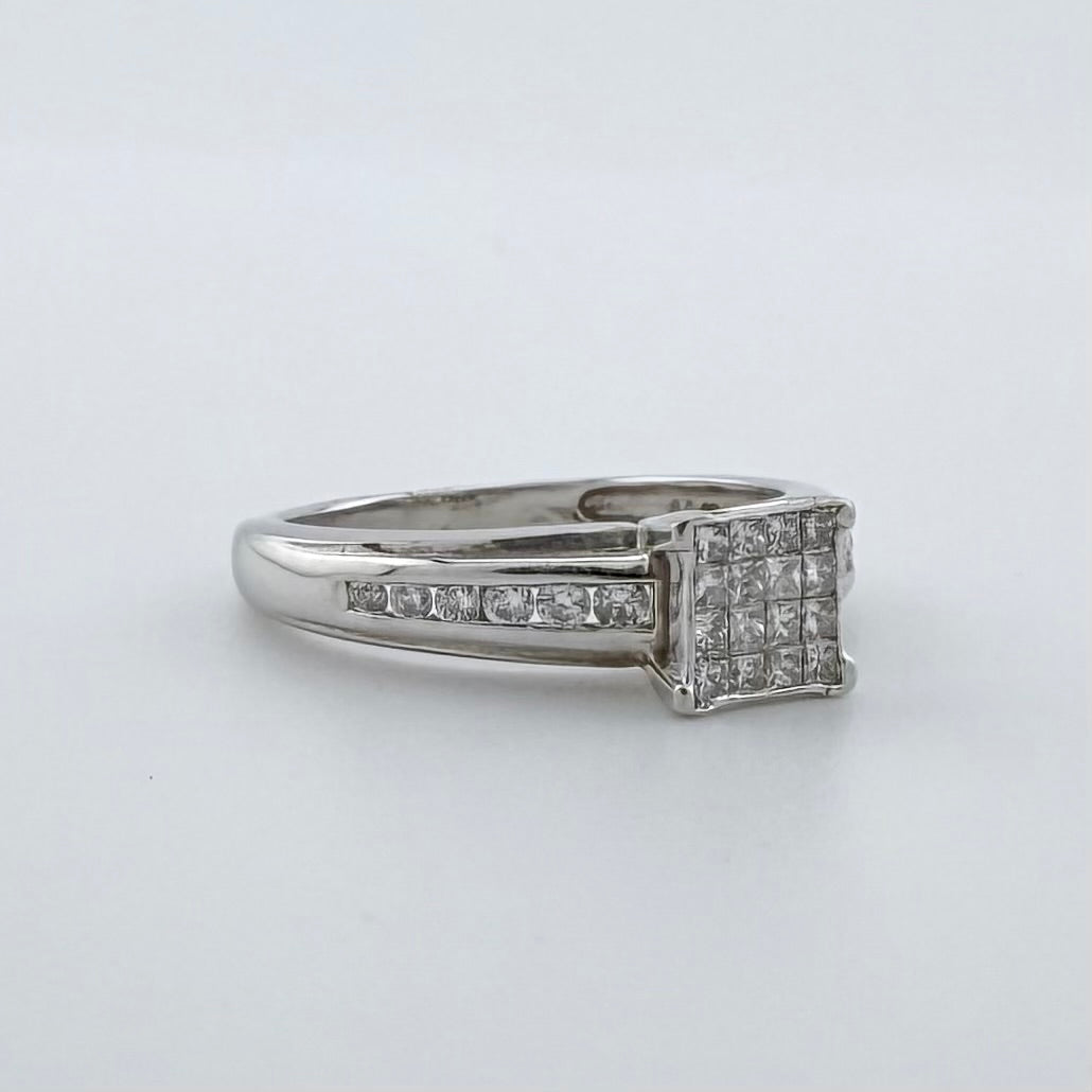 9ct White Gold Natural Diamond Cluster Ring