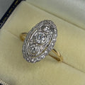 18ct Original Art Deco Oval Diamond Ring | Size O