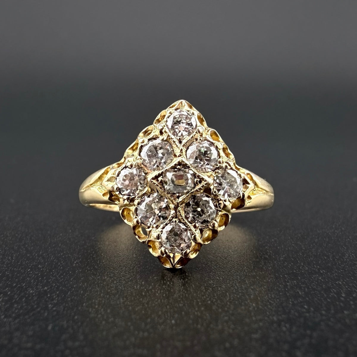 18ct Yellow Gold Antique Diamond Navette Ring c.1871