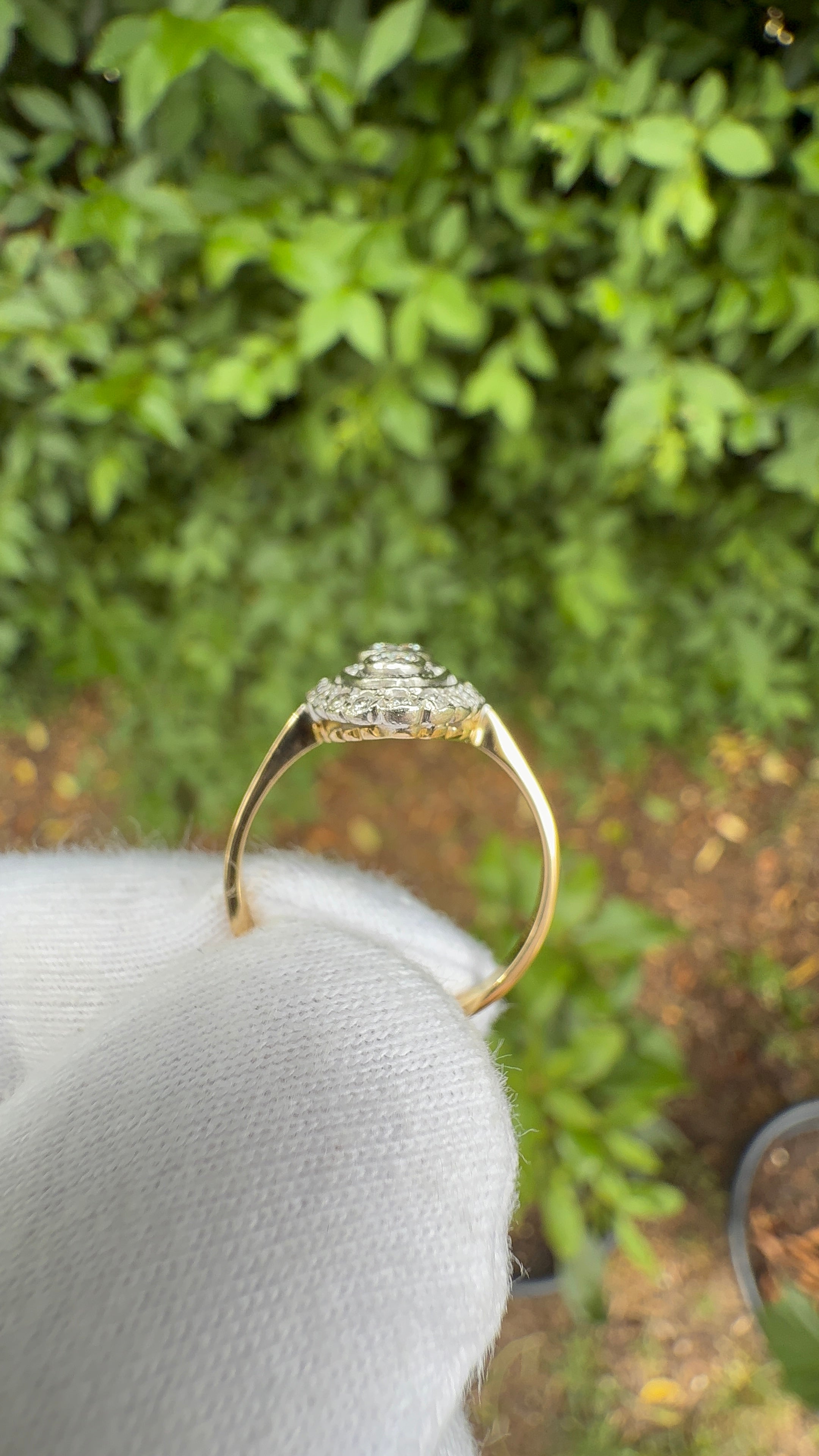18ct Original Art Deco Oval Diamond Ring | Size O