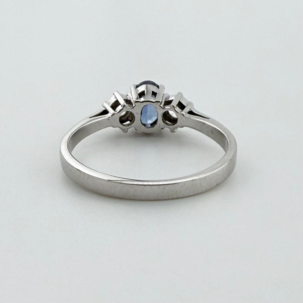 18ct White Gold Sapphire & Diamond Three-Stone Ring