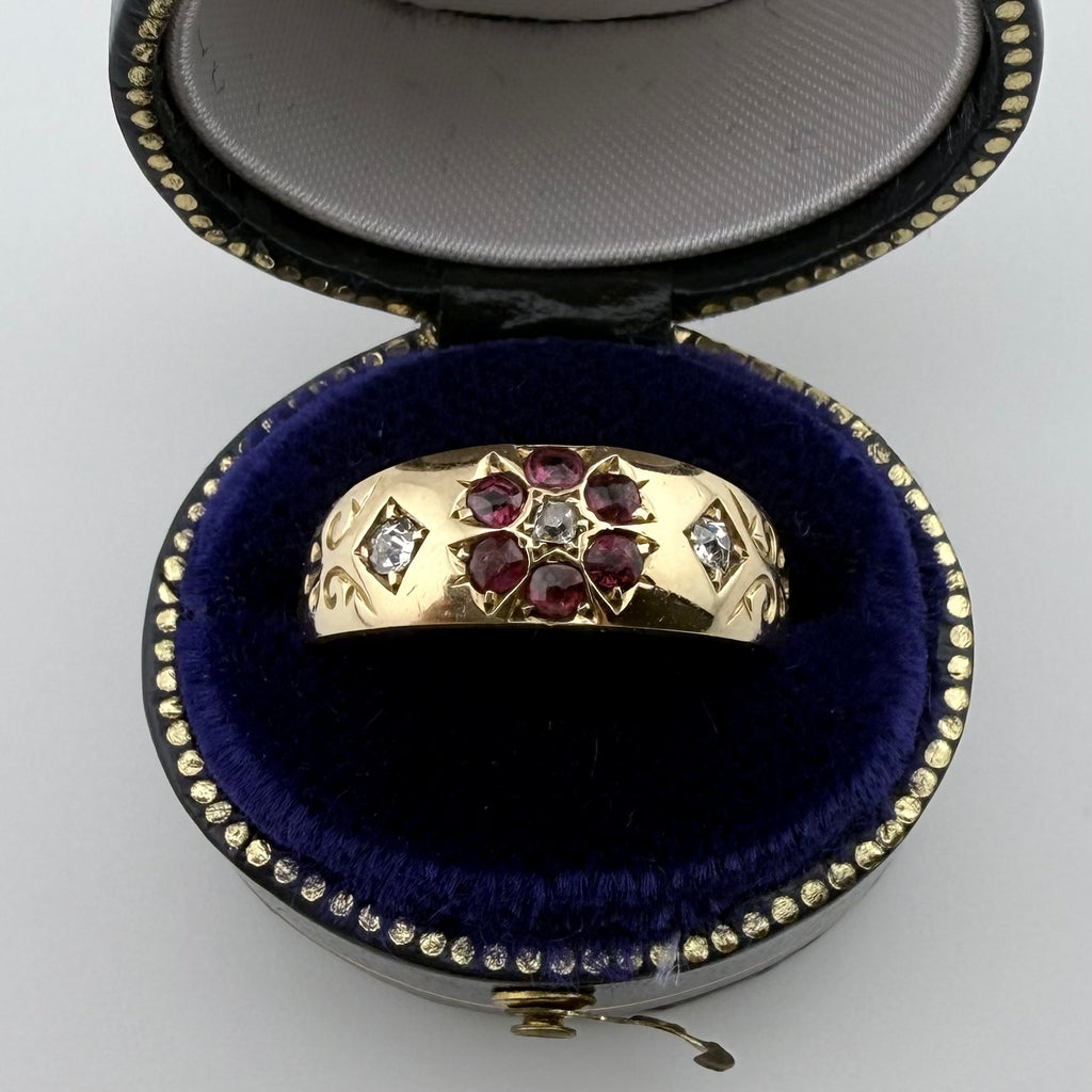 18ct Yellow Gold Antique Ruby & Diamond Ring c.1895