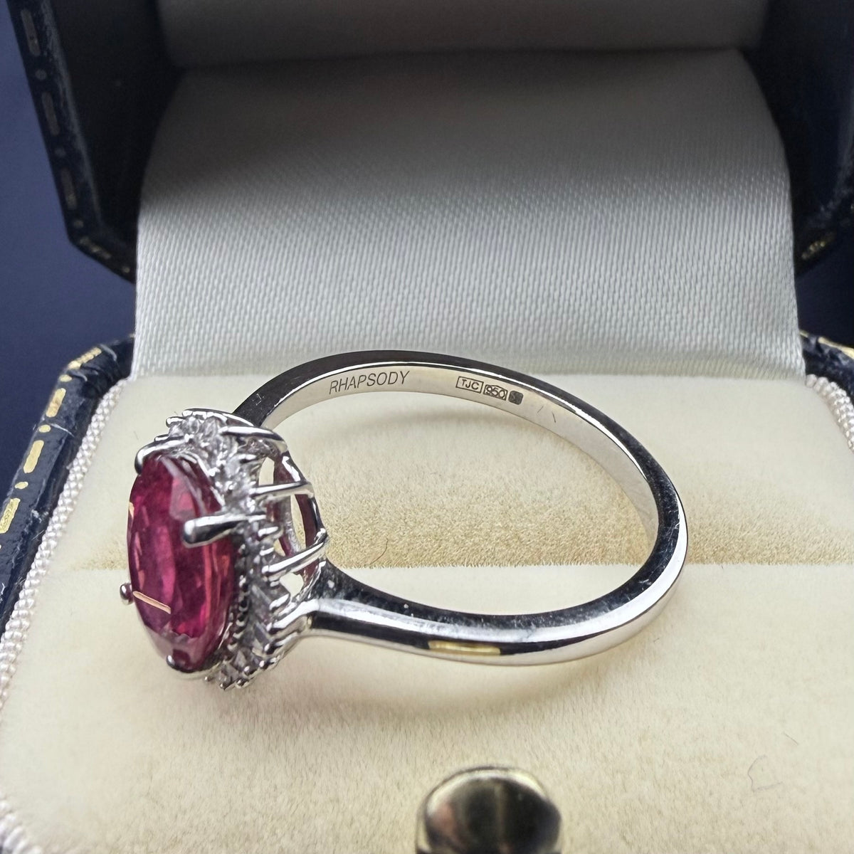 Platinum Pink Tourmaline & Diamond Halo Ring, Rhapsody