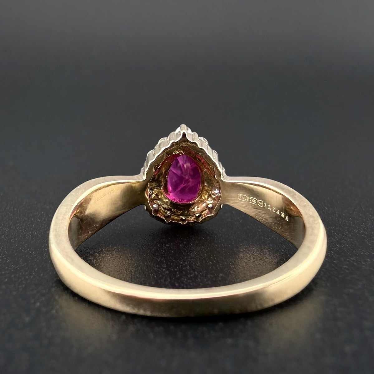 18ct Gold Ruby & Diamond Cluster Ring | Size L