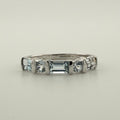 9ct White Gold Aquamarine Multi-Stone Ring - Size P 1/2