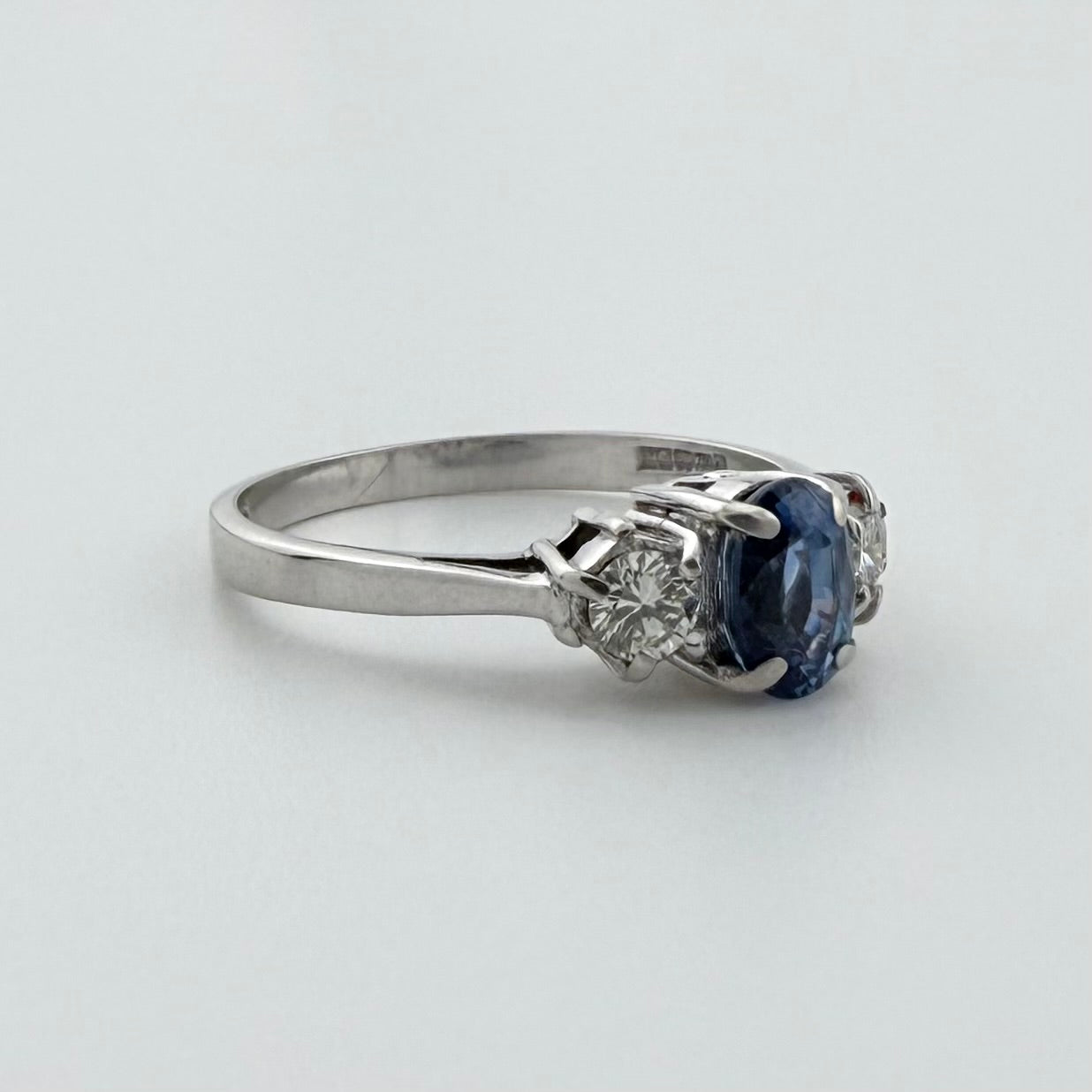 18ct White Gold Sapphire & Diamond Three-Stone Ring