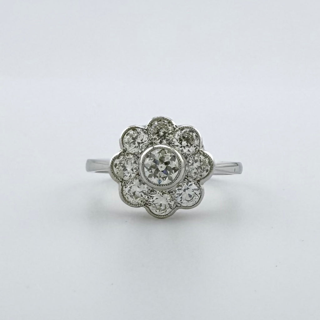Platinum Natural Diamond Daisy Ring